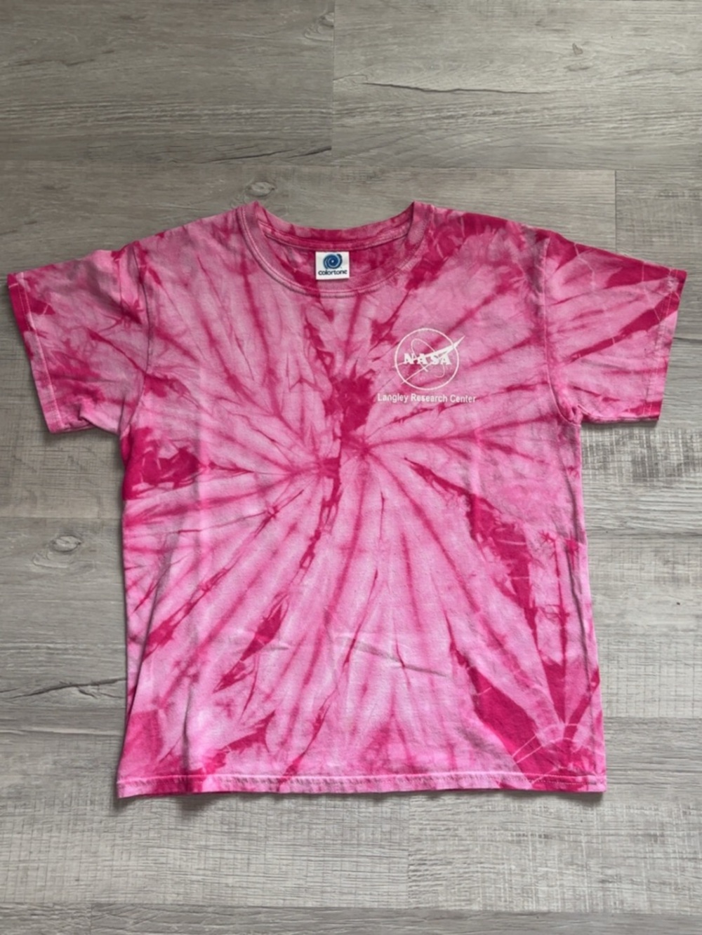 Kids' Size M (10/12) Pink NASA Tie-Dye T-Shirt